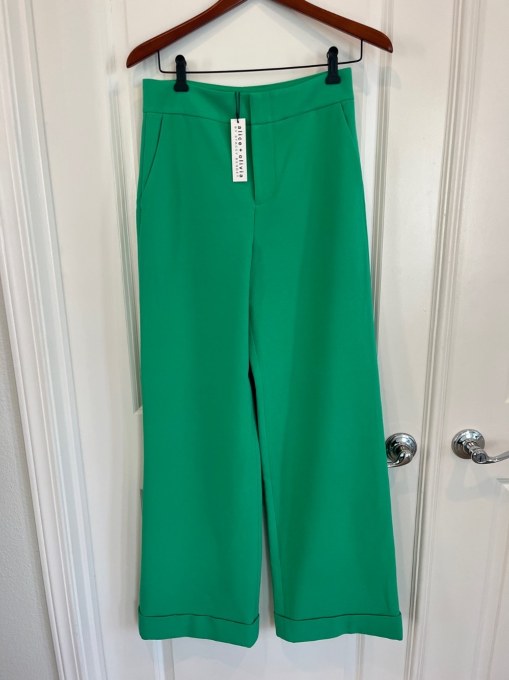 Alice + Olivia Kelly Green Wide Leg Pants Size 6